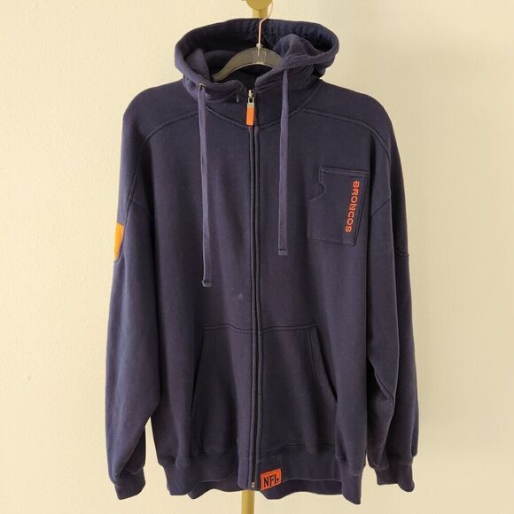NFL Other - NFL Denver Broncos Full Zip Hoodie Jacket Mens Size Large Embroidered Navy Blue